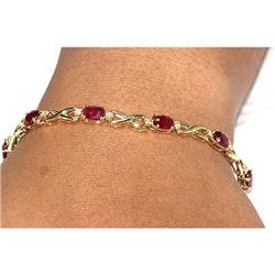 Genuine Ruby6.02Ctw Diamond Bracelet 14K