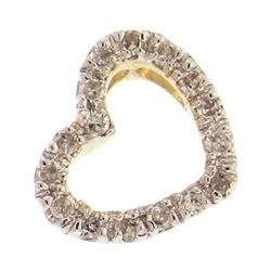 Genuine 14Kt  Yellow Gold Heart Pendant With Chain  16 Diamonds, 8 Pts. Chain Link 16" Diamond Neckl