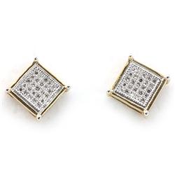 Genuine 0.15 Ctw White Diamond Square Invisible Earring  14K Yellow Gold 1.84G
