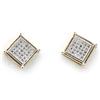 Image 1 : Genuine 0.15 Ctw White Diamond Square Invisible Earring  14K Yellow Gold 1.84G