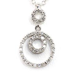 Genuine 0.12 Ctw White Diamond 3 Circles Necklace 14K White Gold 16" 1.84G