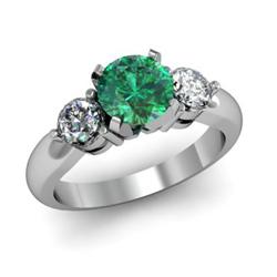 Genuine 1.50 ctw Emerald & Diamond Ring White or Yellow Gold 14kt 4.25g