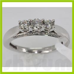 Genuine 0.73 ctw Diamond Ring 14K White Gold