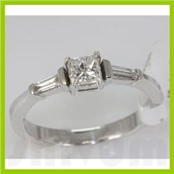 Genuine 0.53 ctw Diamond Ring 14k White Gold