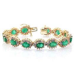 Genuine Emerald (Beryl) 17.42 ctw & Diamond Ring 14KTGold 6.5