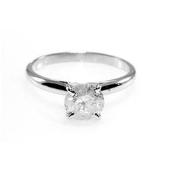 Solitaire Ring Round Diamond 1.27ctw 14k White Gold 2.10 grams