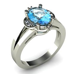 Genuine 1.16 ctw Aqua Marine & Diamond Ring White or Yellow Gold 10kt 5.30g