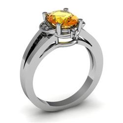 Genuine 1.31 ctw Citrine & Diamond Ring White or Yellow Gold 14kt 5.30g
