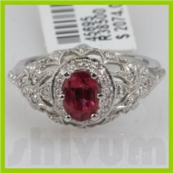 Genuine 1.6 ctw 18k Ruby & Diamond White Gold Ring