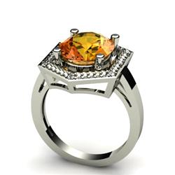 Genuine 4.28 ctw Citrine & Diamond Ring White or Yellow Gold 14kt 4.3g