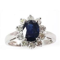 Genuine Blue Sapphire 2.4  ctw  Diamond Ring  10KT  3.08g  RS6.0