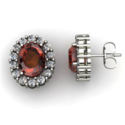 Genuine 3.34 ctw Garnet & Diamond Earring 14kt White or Yellow Gold 4.98g
