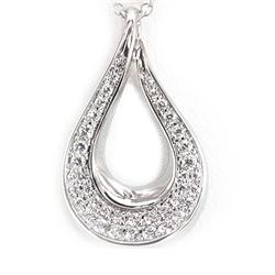 Genuine 0.2 Ctw White Diamond Pear Shape Necklace 14K White Gold 16" 2.18G