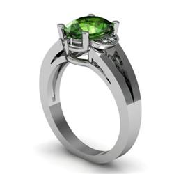 Genuine 1.36 ctw Emerald & Diamond Ring White or Yellow Gold 10kt 5.30g