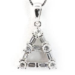 Genuine 0.61 Ctw White Diamond Triangle Necklace 18K White Gold 16" 1.83G