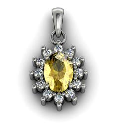 Genuine 1.04  Ctw  Citrine Pendant  14Kt  White Or Yellow  Gold