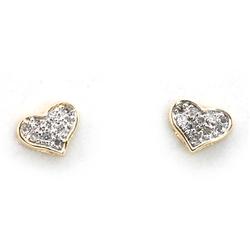 Genuine 0.11 Ctw White Diamond Heart Earring 14K Yellow Gold 1.03G