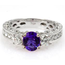 Genuine Tanzanite 2.09 ctw & Diamond Ring 14KTGold 6.75
