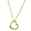 Image 1 : Genuine  14Kt  Yellow Gold Floating Heart Neck Open Link Chain 17" Diamond Necklace