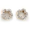 Image 1 : Genuine 0.12 Ctw White Diamond Flower Earring 14K Yellow Gold 0.98G