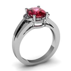 Genuine 1.46 ctw Garnet & Diamond Ring White or Yellow Gold 10kt 5.30g