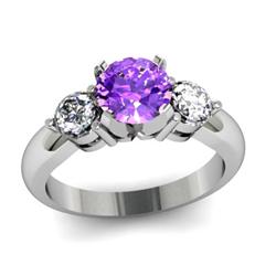 Genuine 1.40 ctw Amethyst & Diamond White or Yellow Gold 10kt 4.25g