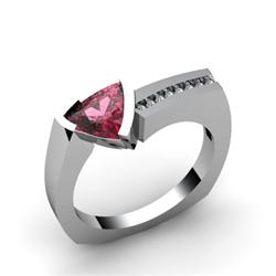 Genuine 1.33 ctw Garnet Euro Shank & Diamond Ring 10kt White or Yellow Gold 4.85g