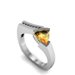 Genuine 1.20 ctw Citrine  Euro Shank & Diamond Ring 14kt White or Yellow Gold 5.37g