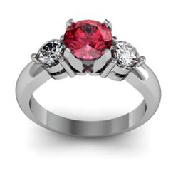 Genuine 1.50 ctw Garnet & Diamond Ring White or Yellow Gold 14kt 4.25g