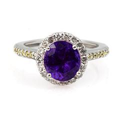 Genuine 1.85 Ctw Amethyst Ring 14Kt White Or Yellow  Gold