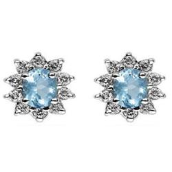 Genuine 1.1 ctwAqua Marine Earring 14kt Yellow or White Gold 1.9g