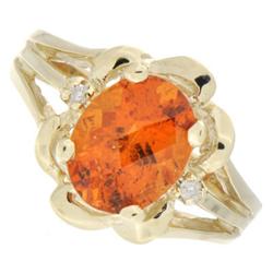 Genuine Spessartite Mandarin (Garnet) 2.39 ctw & Diamond Ring 14KTGold 6