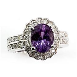 Genuine  Natural Purple Sapphire  4.68  ctw  Diamond Ring  10KT  7.38g  RS6.5