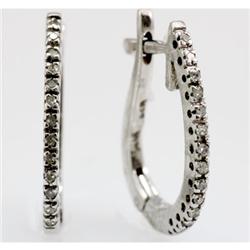 Genuine 0.10 ctw Round Cut Diamond Earring 14k White Gold, 1.57g