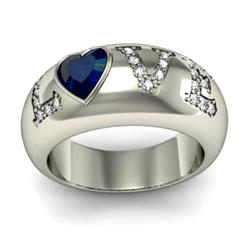 Genuine 0.74 ctw Sapphire& Diamond Ring 14ktWhite or Yellow Gold 9g