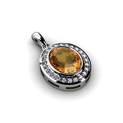 Genuine 2.76 Ctw Citrine Necklace 14Kt White Gold
