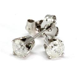 Genuine Stud Earring 0.63ctw @ 250USDD/ct 14k White Gold 1.00g, F-G/SI-I