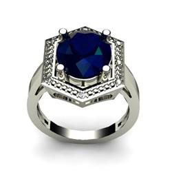 Genuine 6.08 ctw Sapphire & Diamond Ring White or Yellow Gold 10kt 4.3g
