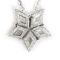 Genuine White Diamond Star Necklace 14K White Gold 18" 6.35G