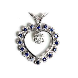 Genuine Ceylon Sapphire0.57Ctw Diamond Necklace 10K
