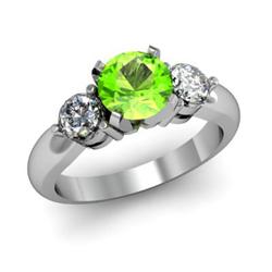 Genuine 1.55 ctw Peridot & Diamond Ring White or Yellow Gold 14kt 4.25g