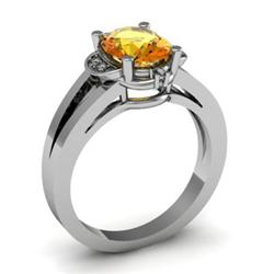 Genuine 1.31 ctw Citrine & Diamond Ring White or Yellow Gold 10kt 5.30g