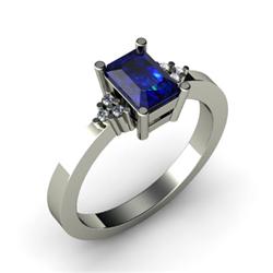 Genuine 0.81 ctw Sapphire & Diamond Ring 10kt White or Yellow Gold 4.04g