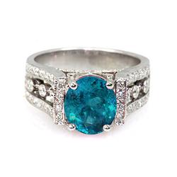 Genuine 2.89 Ctw Aqua Marine Ring 14Kt White Or Yellow  Gold