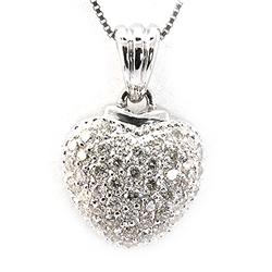 Genuine 0.66Ctw White Diamond Heart Necklace 14K White Gold 16" 2.15G