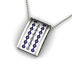 Genuine 0.92 ctw Sapphire & Diamond Pendant 14kt White or Yellow Gold 5.04g