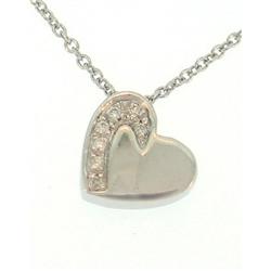 Genuine 18Kt White Gold Necklace 7 Diamonds 4 Pts. Heart Design Diamond Necklace