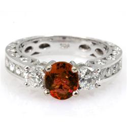 Genuine Garnet 2.14 ctw & Diamond Ring 14KTGold 6.75