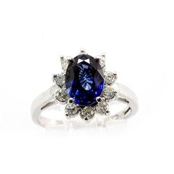 Genuine Blue Sapphire  2.93  ctw  Diamond Ring  10KT  3g  RS6.0