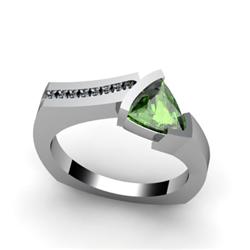Genuine 1.08 ctw Peridot  Euro Shank & Diamond Ring 14kt White or Yellow Gold 5.37g